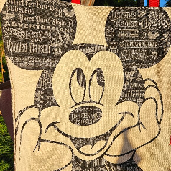 Disneyland Resort Mickey Mouse Canvas Tote Bag embroidered | side pockets - Picture 1 of 14